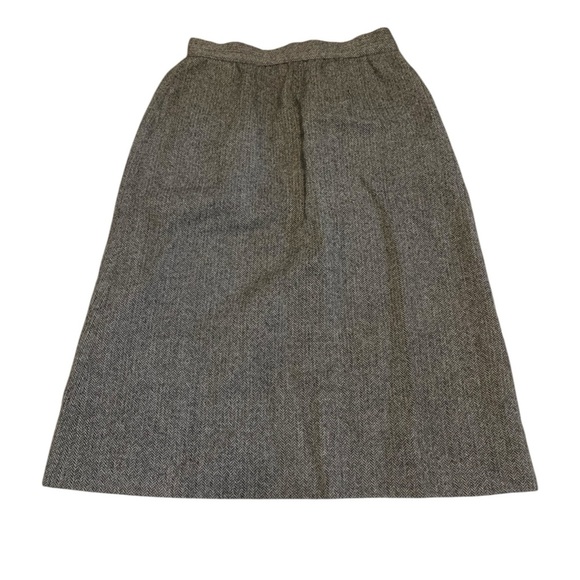 Vintage PORTS INTERNATIONAL 80% Alpaca Wool Herringbone Midi A-Line Skirt 12 - Picture 1 of 9
